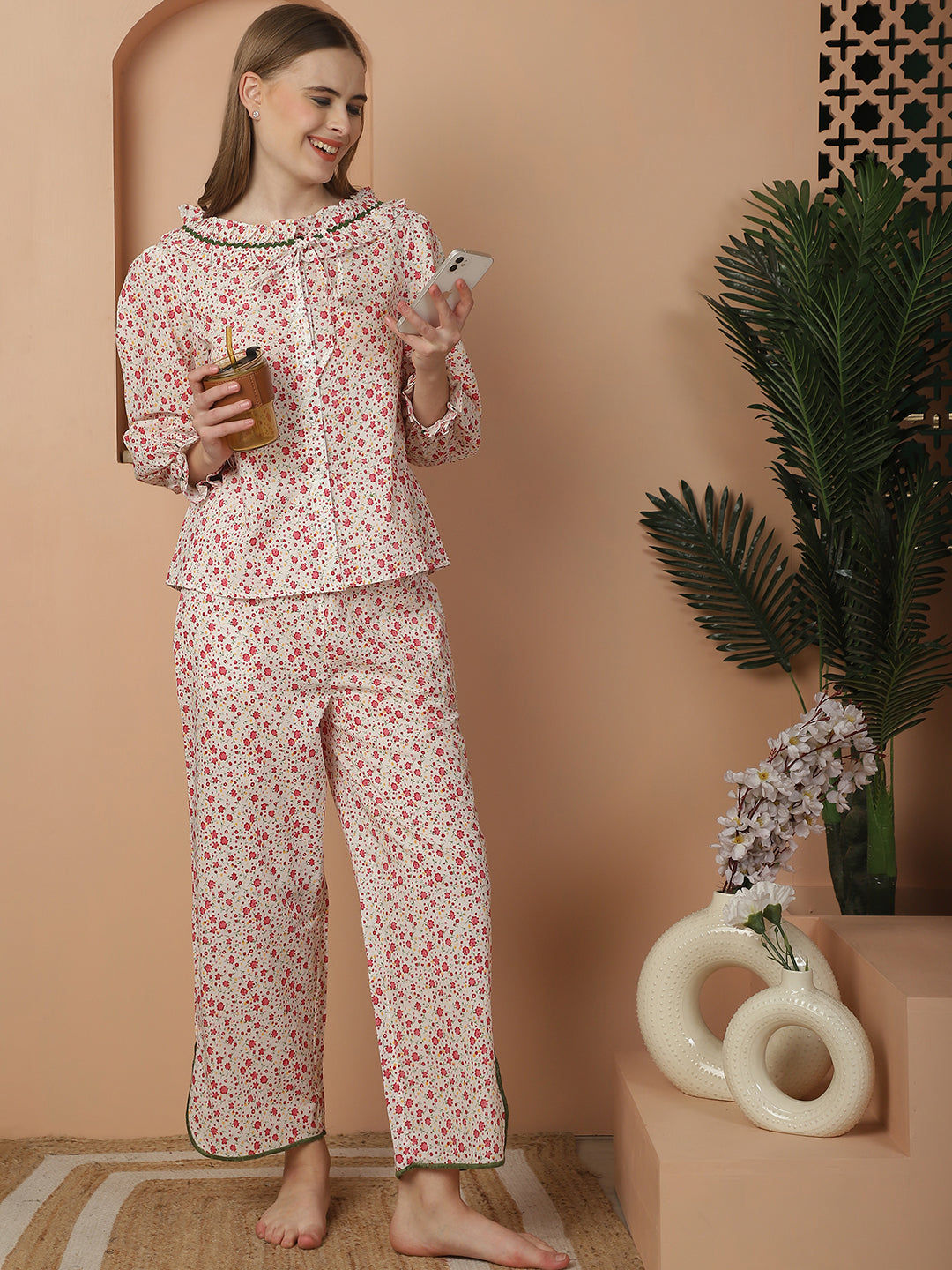 Blanc9FloralCottonNightPyjamaSet-B9NW65