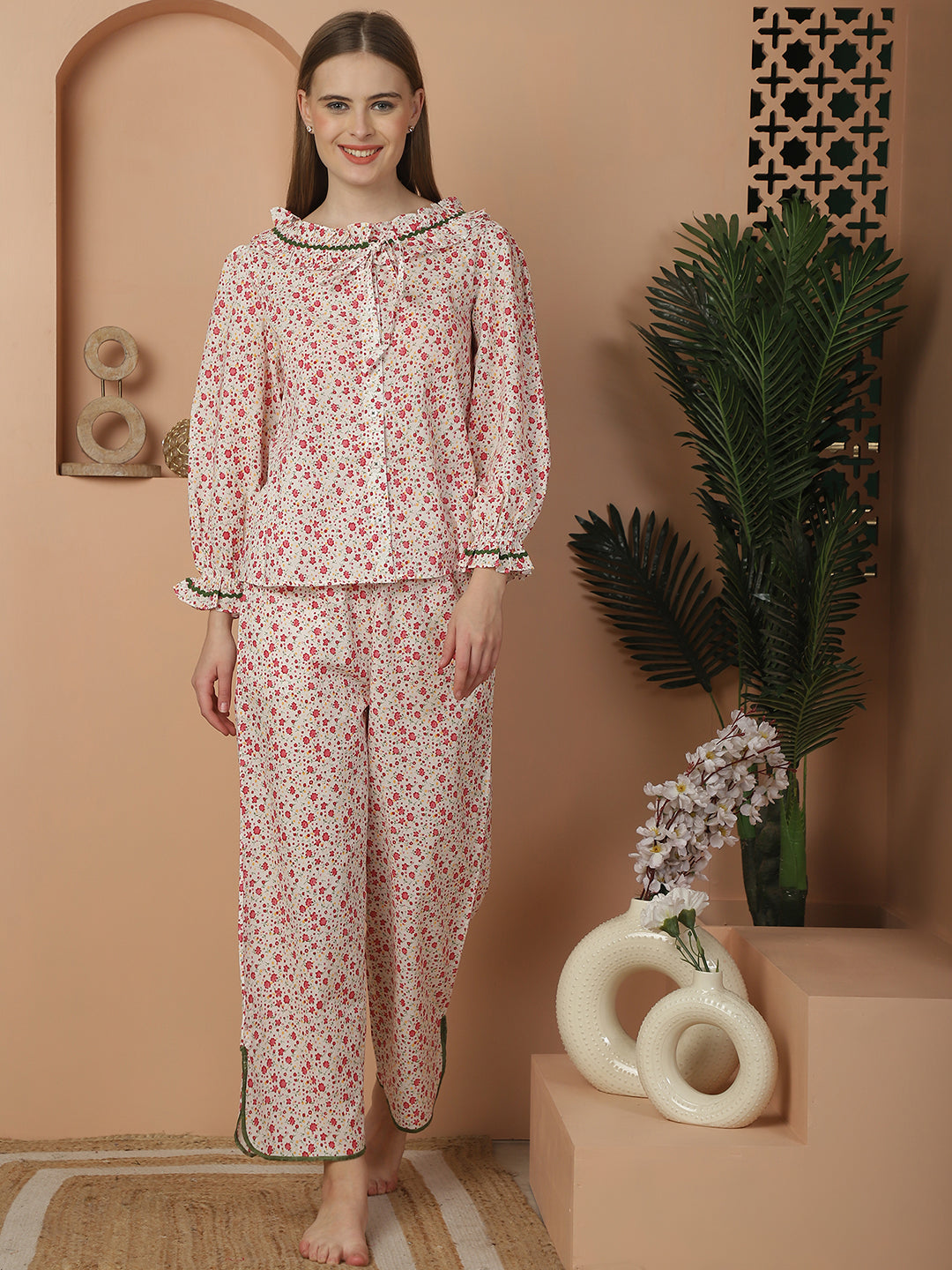Blanc9FloralCottonNightPyjamaSet-B9NW65