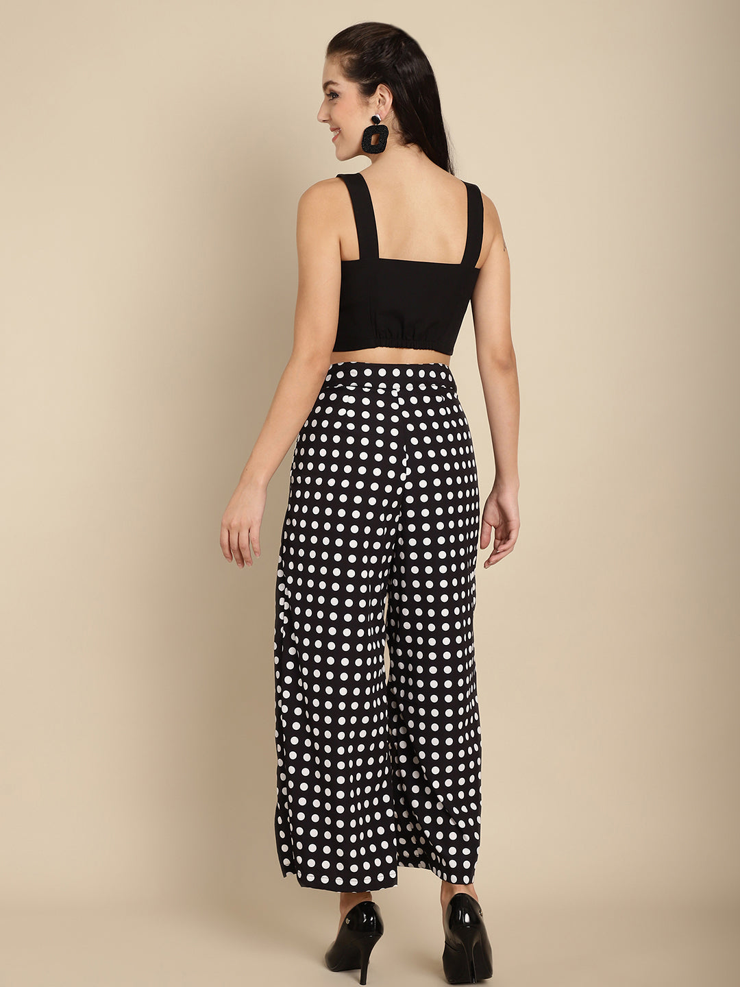 Blanc9 Floral Dot Printed Trouser With Cut-Out Crop Top-B9ST142