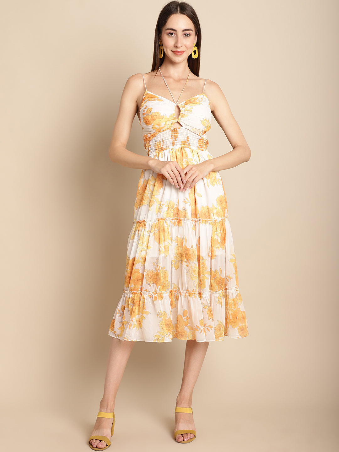 Blanc9 Floral Printed Chiffon Dress
