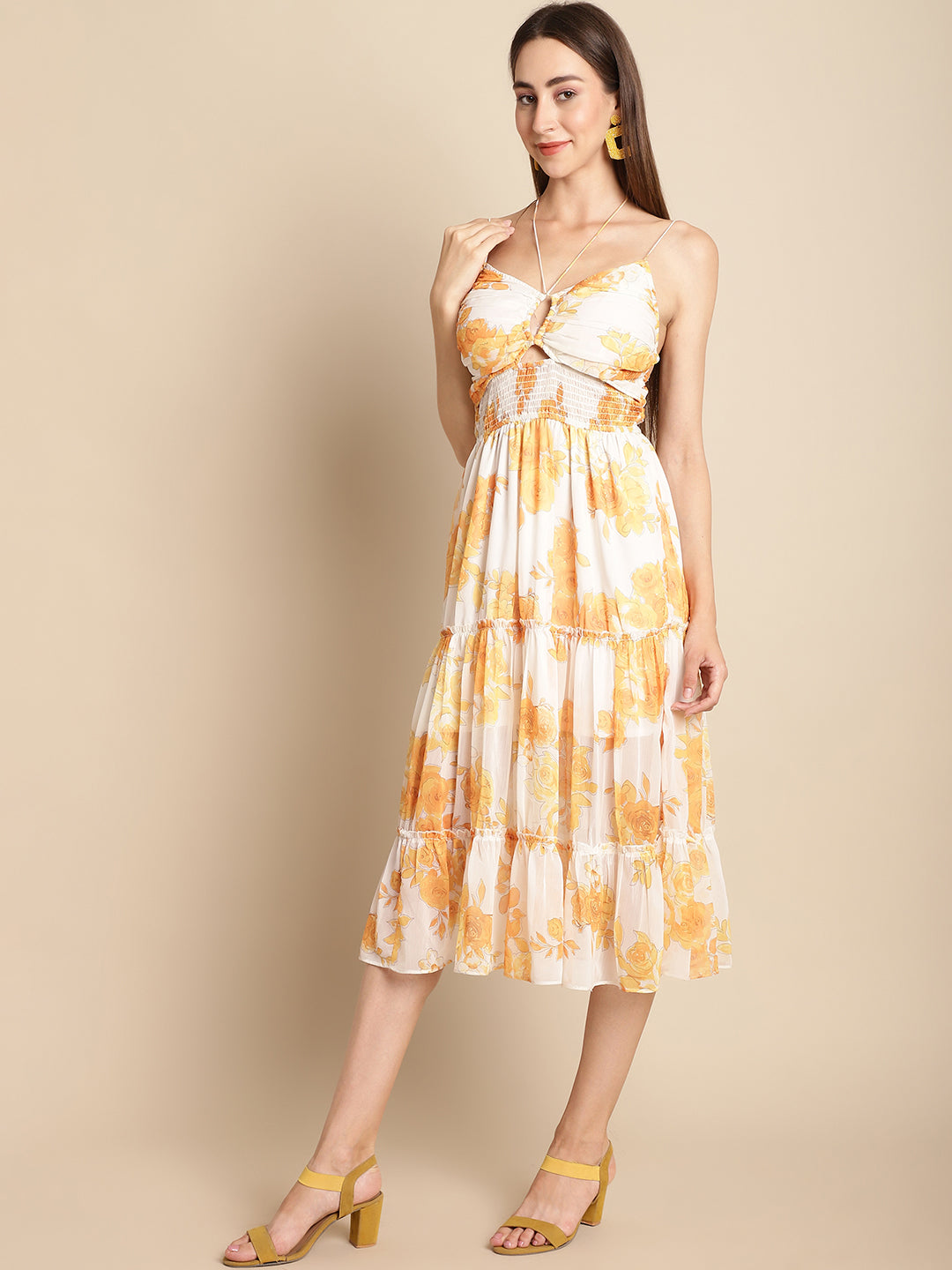 Blanc9 Floral Printed Chiffon Dress