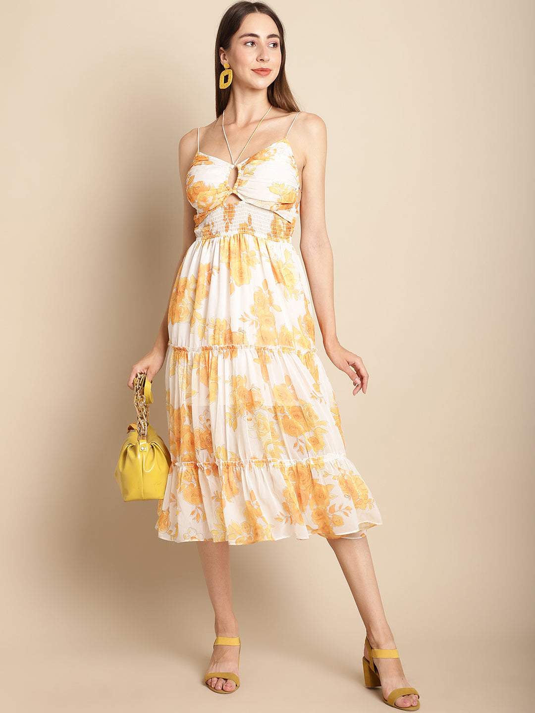 Blanc9 Floral Printed Chiffon Dress