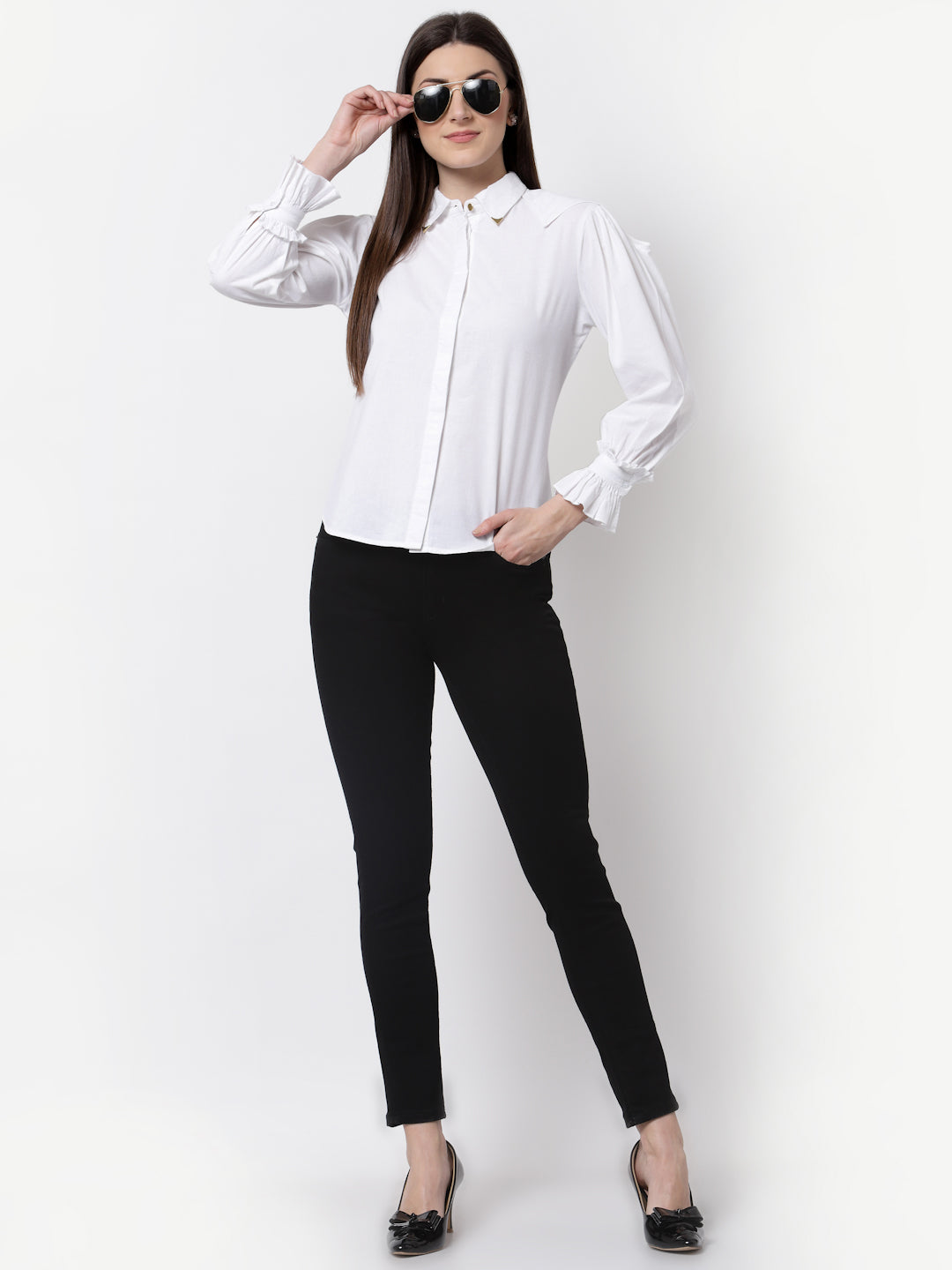 Blanc9 Forward Cold Shoulder Shirt-B9TP152