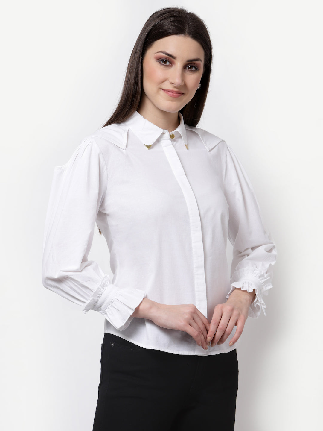 Blanc9 Forward Cold Shoulder Shirt-B9TP152