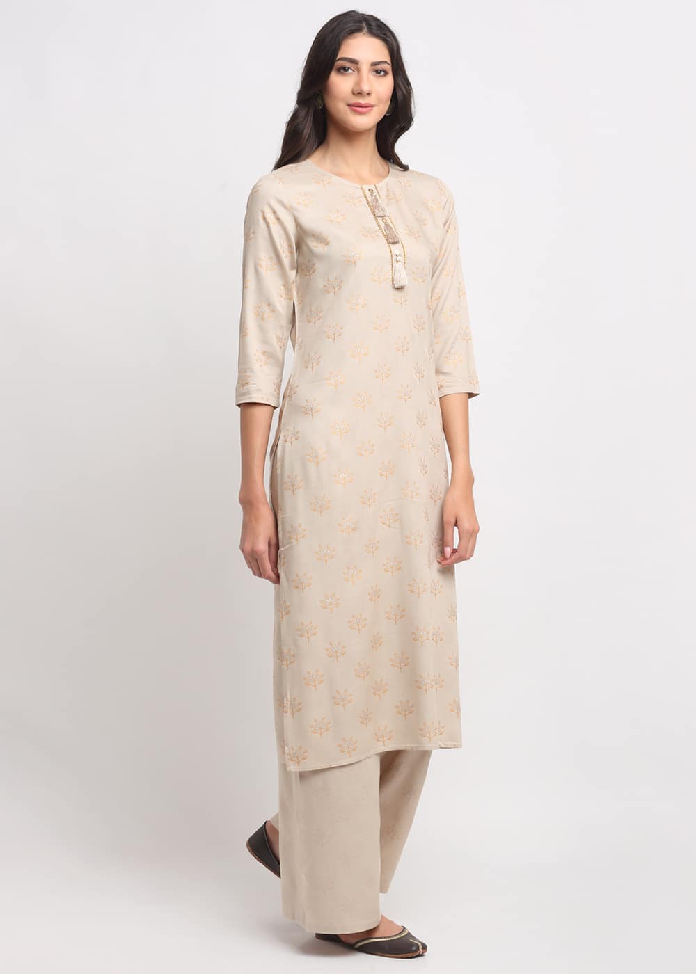 Blanc9 Geo-Floral Tassel Kurti-B9FV10B