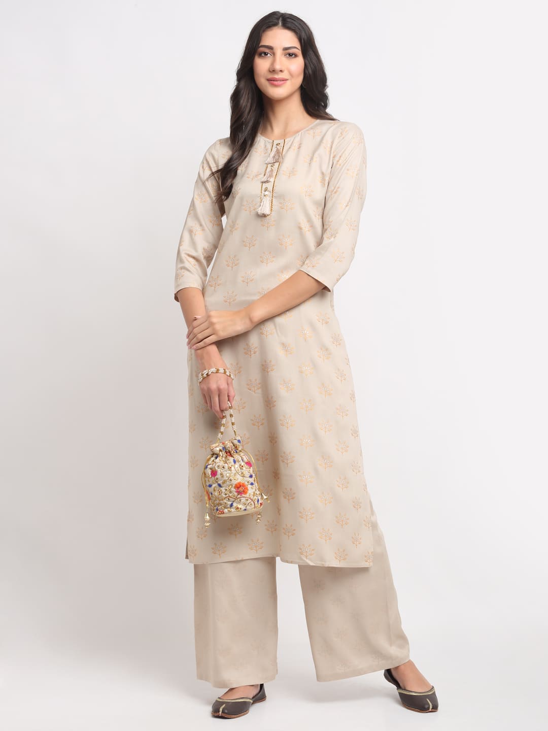 Blanc9 Geo-Floral Tassel Kurti-B9FV10B