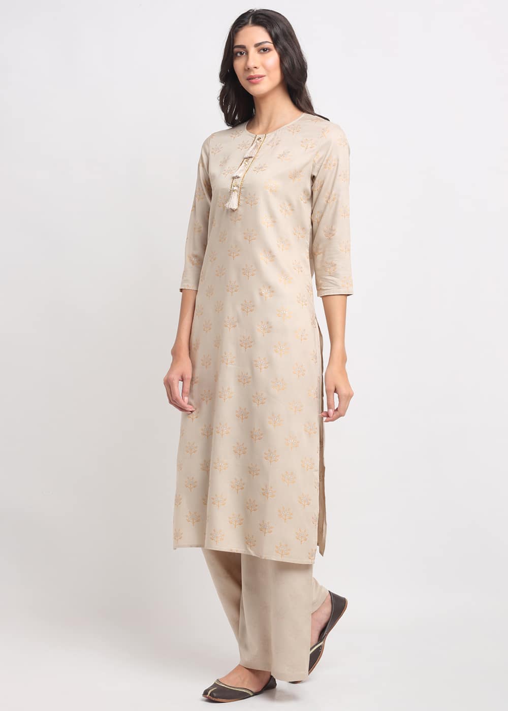 Blanc9 Geo-Floral Tassel Kurti-B9FV10B