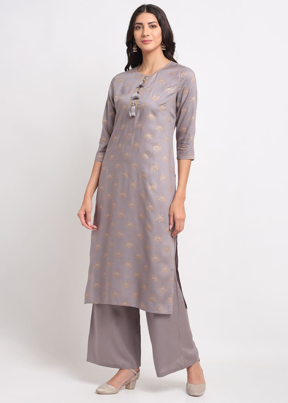 Blanc9 Geo-Floral Tassel Kurti-B9FV10G