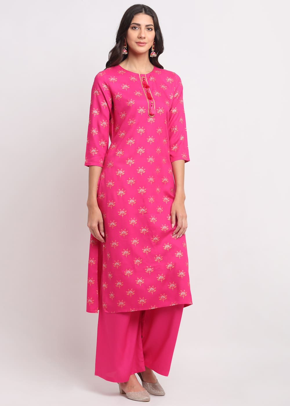 Blanc9 Geo-Floral Tassel Kurti-B9FV10P