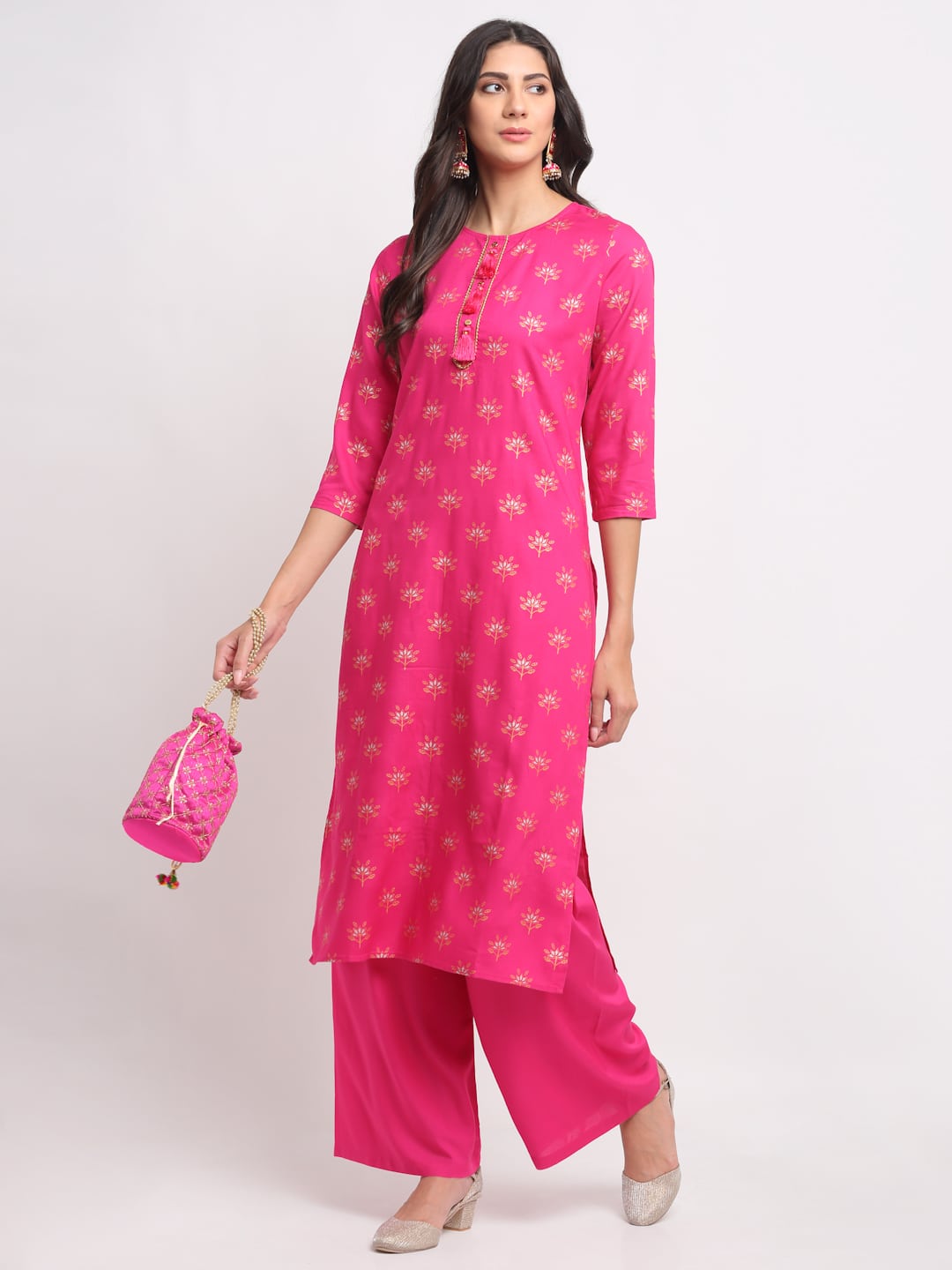 Blanc9 Geo-Floral Tassel Kurti-B9FV10P