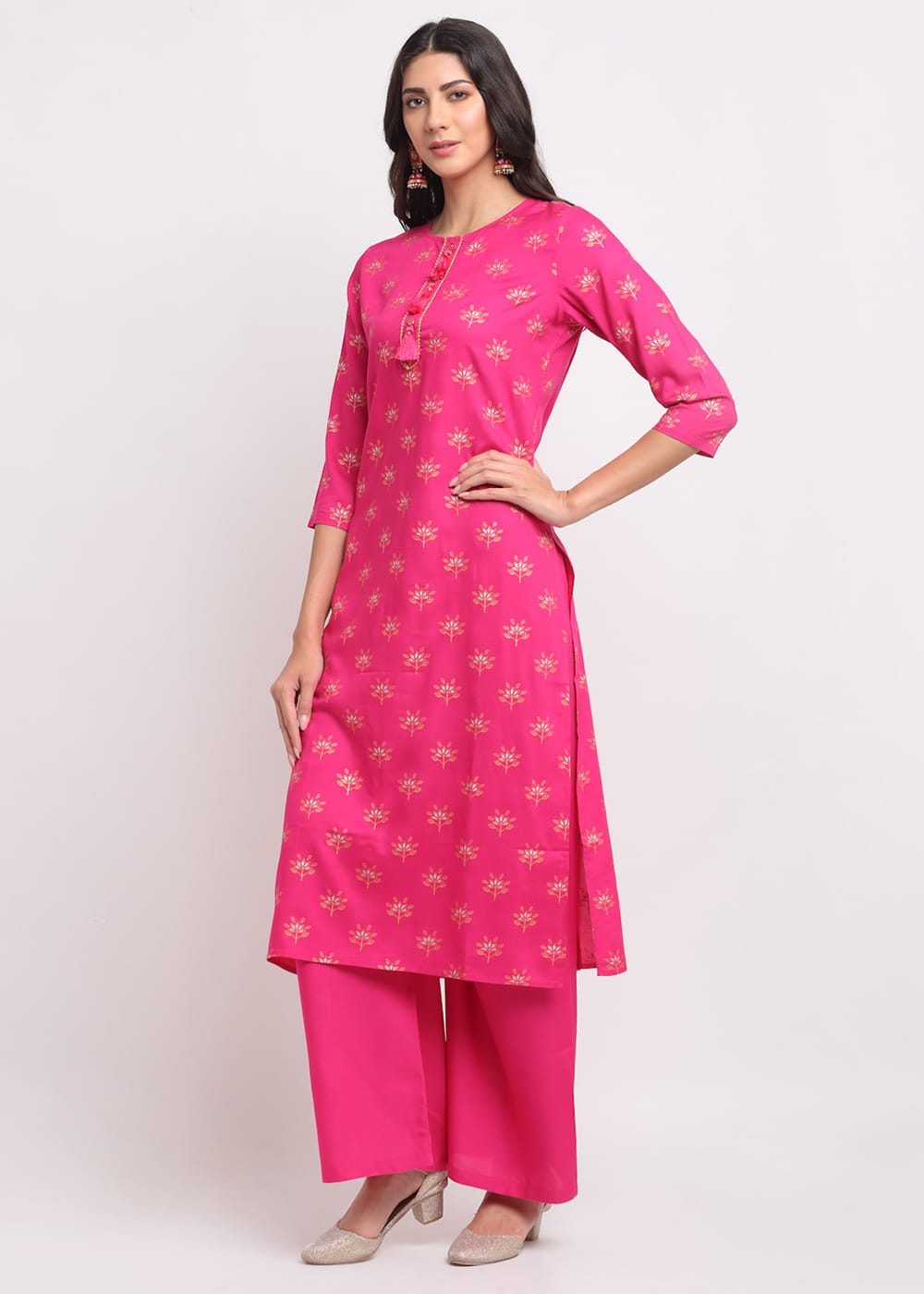Blanc9 Geo-Floral Tassel Kurti-B9FV10P