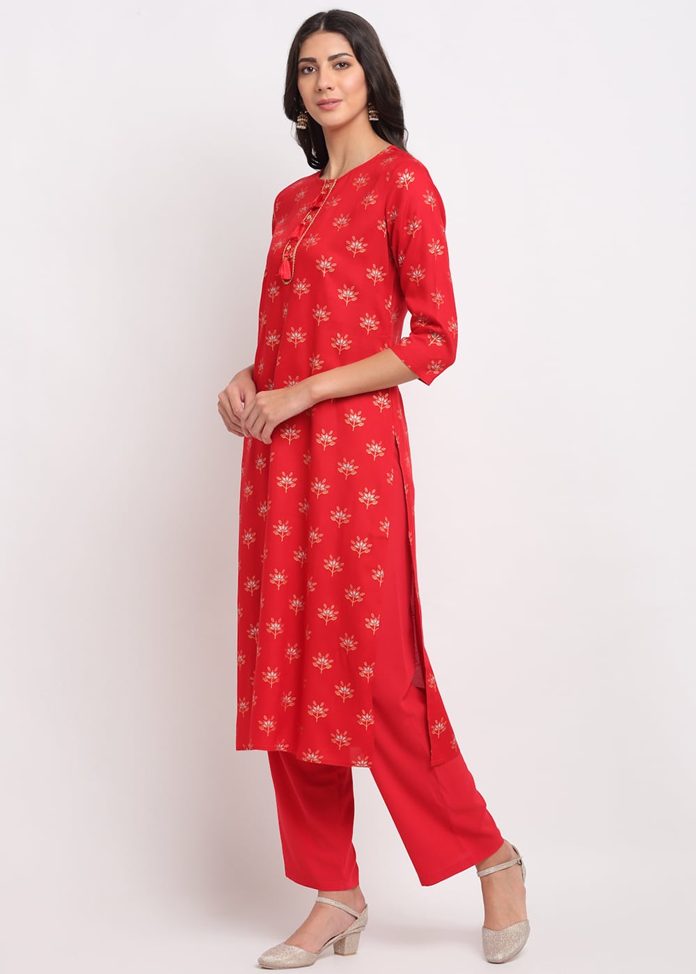 Blanc9 Geo-Floral Tassel Kurti-B9FV10R