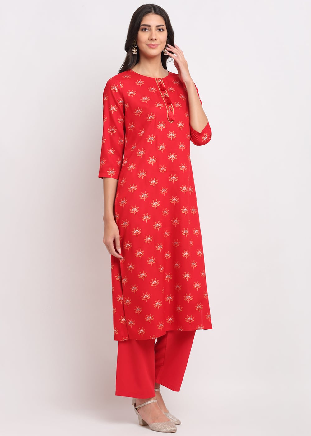 Blanc9 Geo-Floral Tassel Kurti-B9FV10R