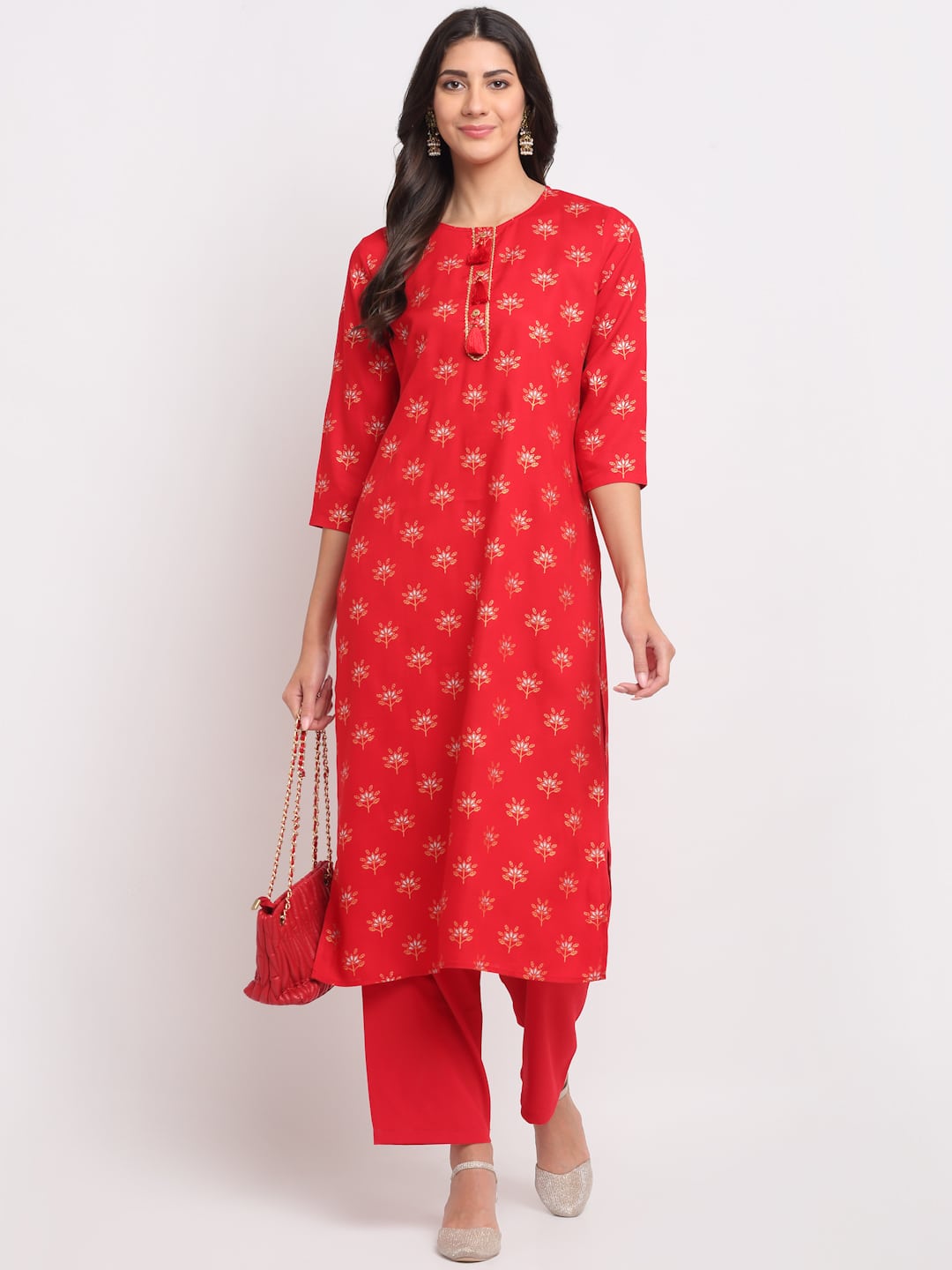 Blanc9 Geo-Floral Tassel Kurti-B9FV10R