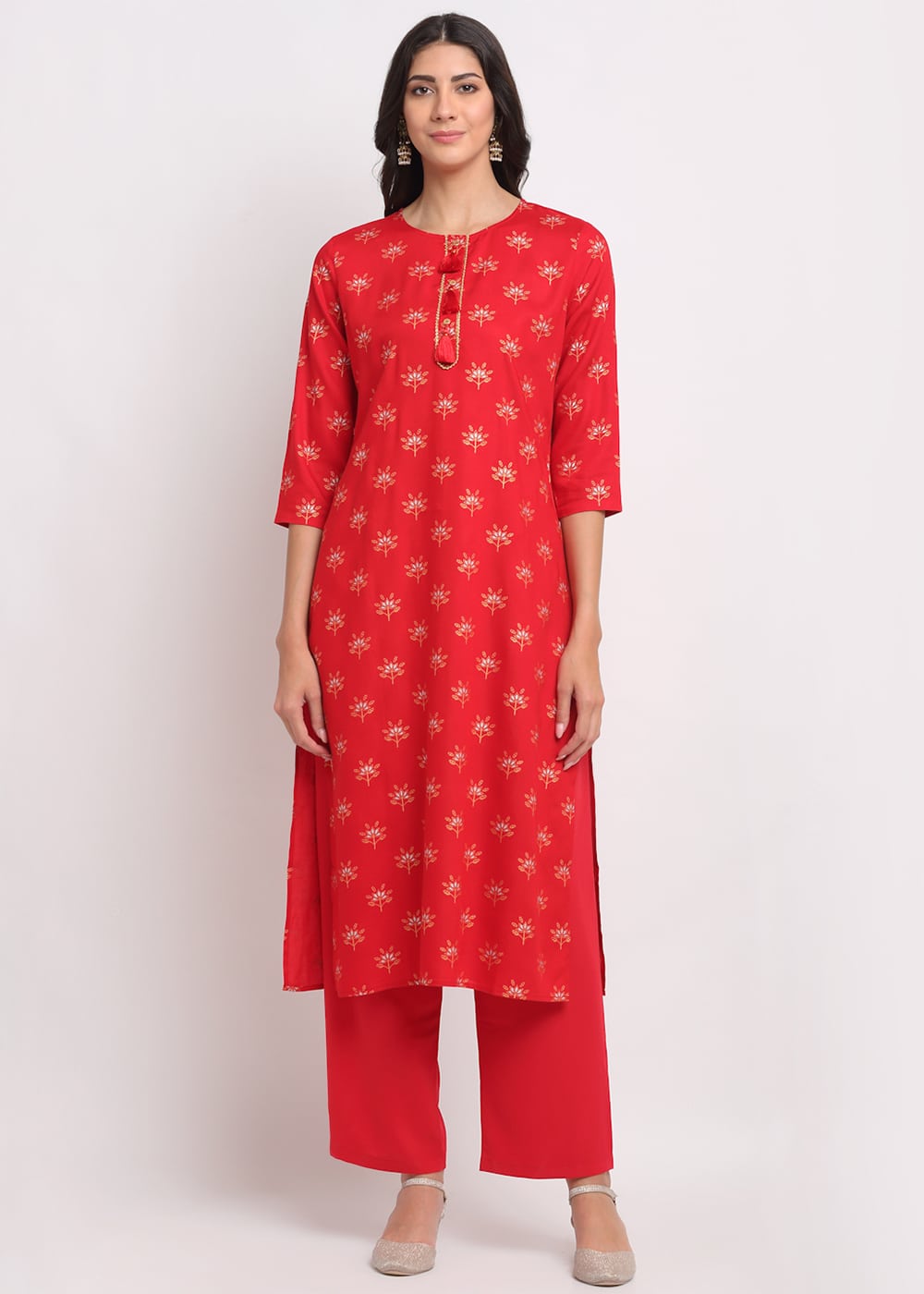 Blanc9 Geo-Floral Tassel Kurti-B9FV10R