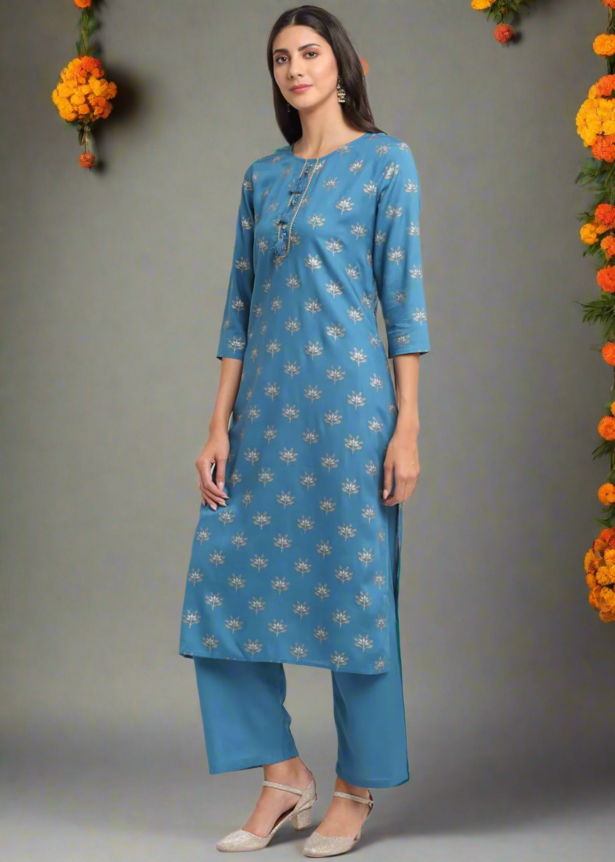 Geo-Floral Tassel Kurti