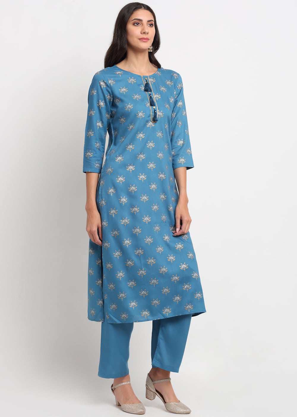 Blanc9 Geo-Floral Tassel Kurti-B9FV10T