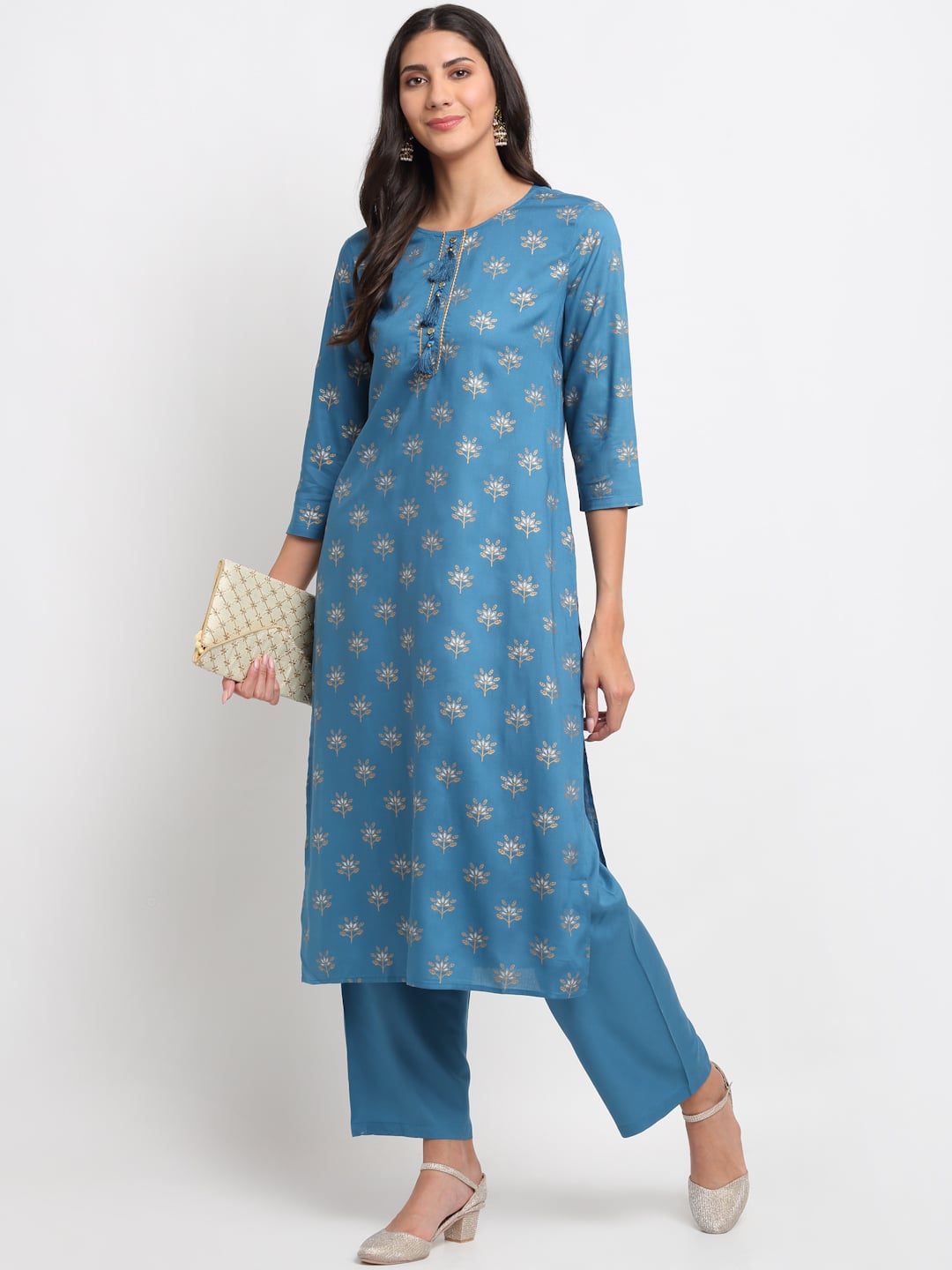 Blanc9 Geo-Floral Tassel Kurti-B9FV10T