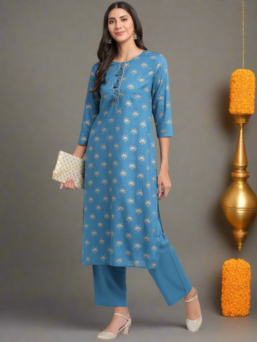 Geo-Floral Tassel Kurti