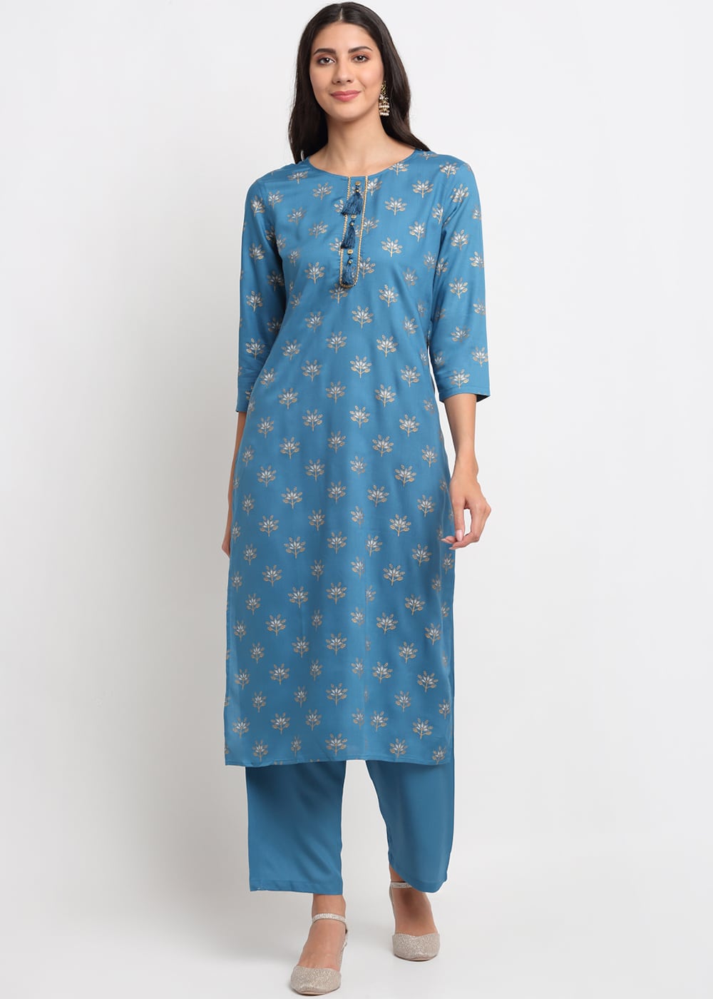 Blanc9 Geo-Floral Tassel Kurti-B9FV10T
