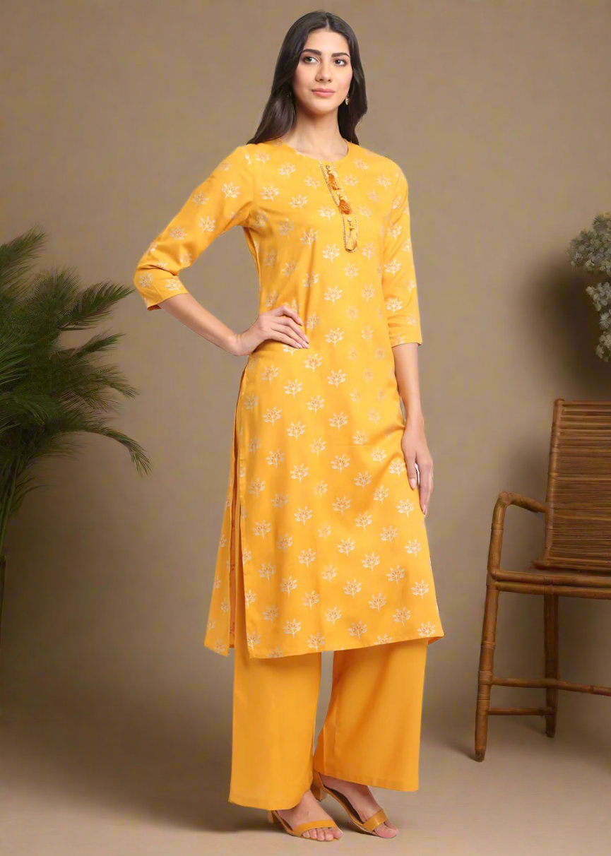 Geo-Floral Tassel Kurti