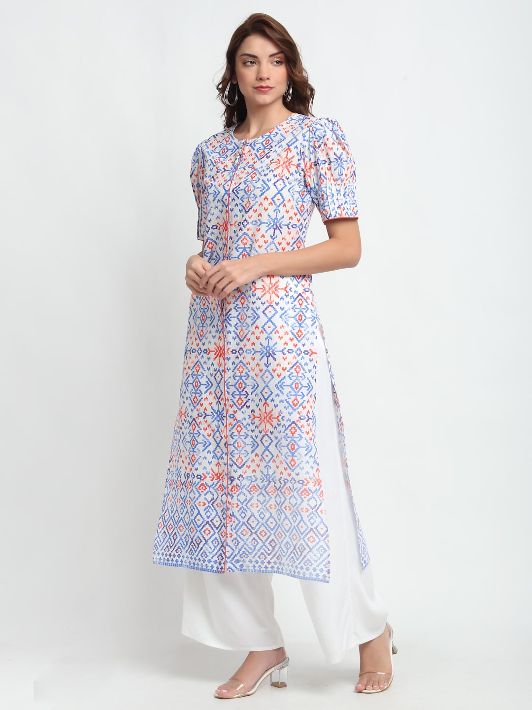 Blanc9 Geometric-Border Printed Kurti-B9EW38
