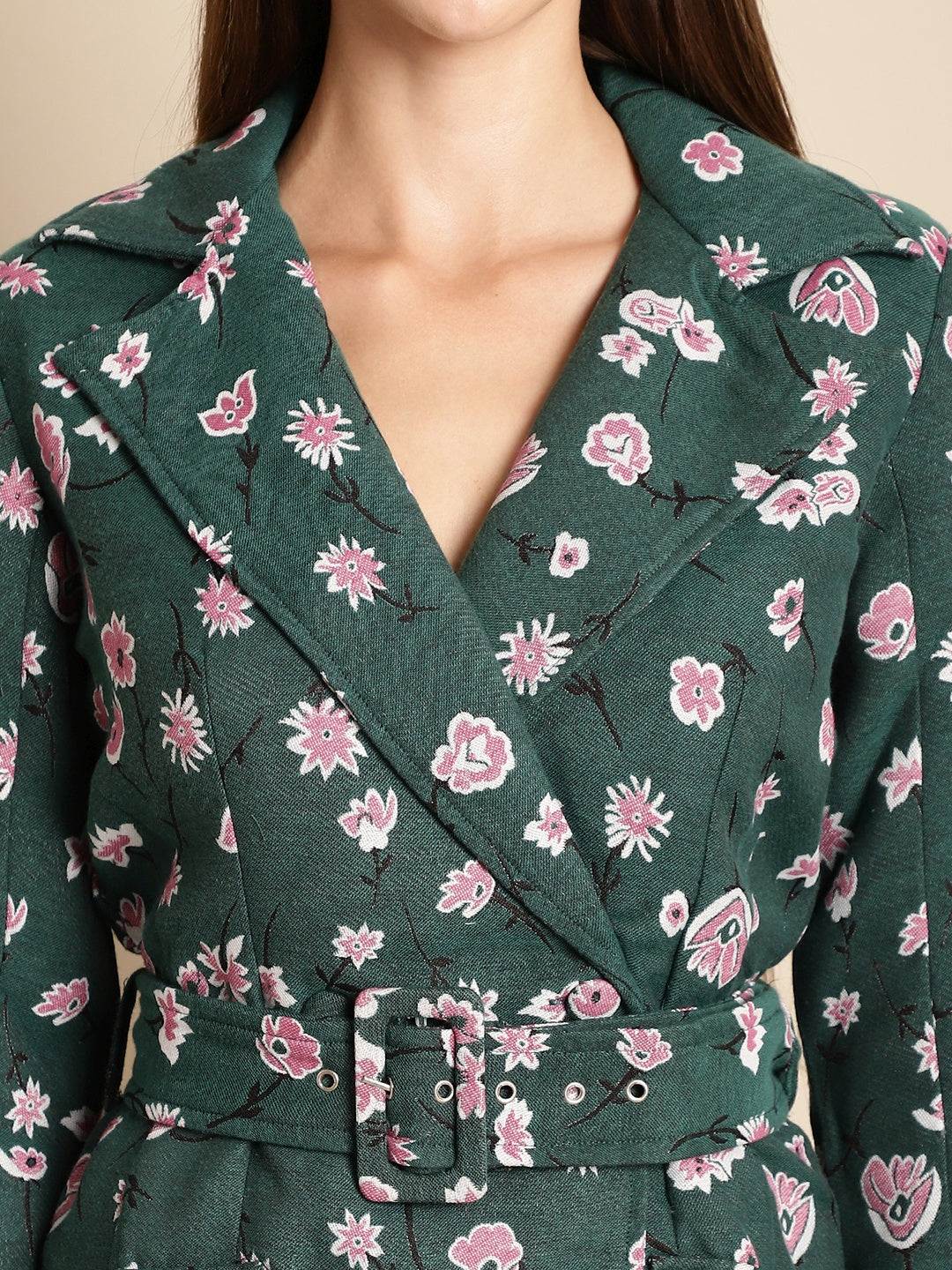 Blanc9 Green Floral Blazer Jacquard Dress-B9DR01