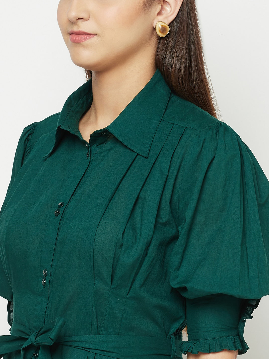 Blanc9 Inverted Pleated Green Dress