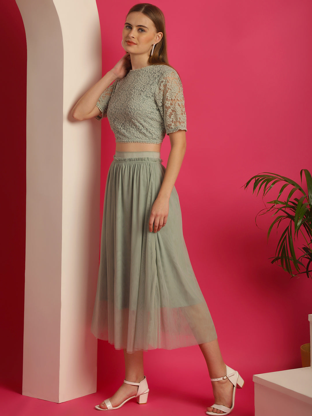 Blanc9GreenLacyTopwithMeshSkirtCo-ordSet-B9ST117