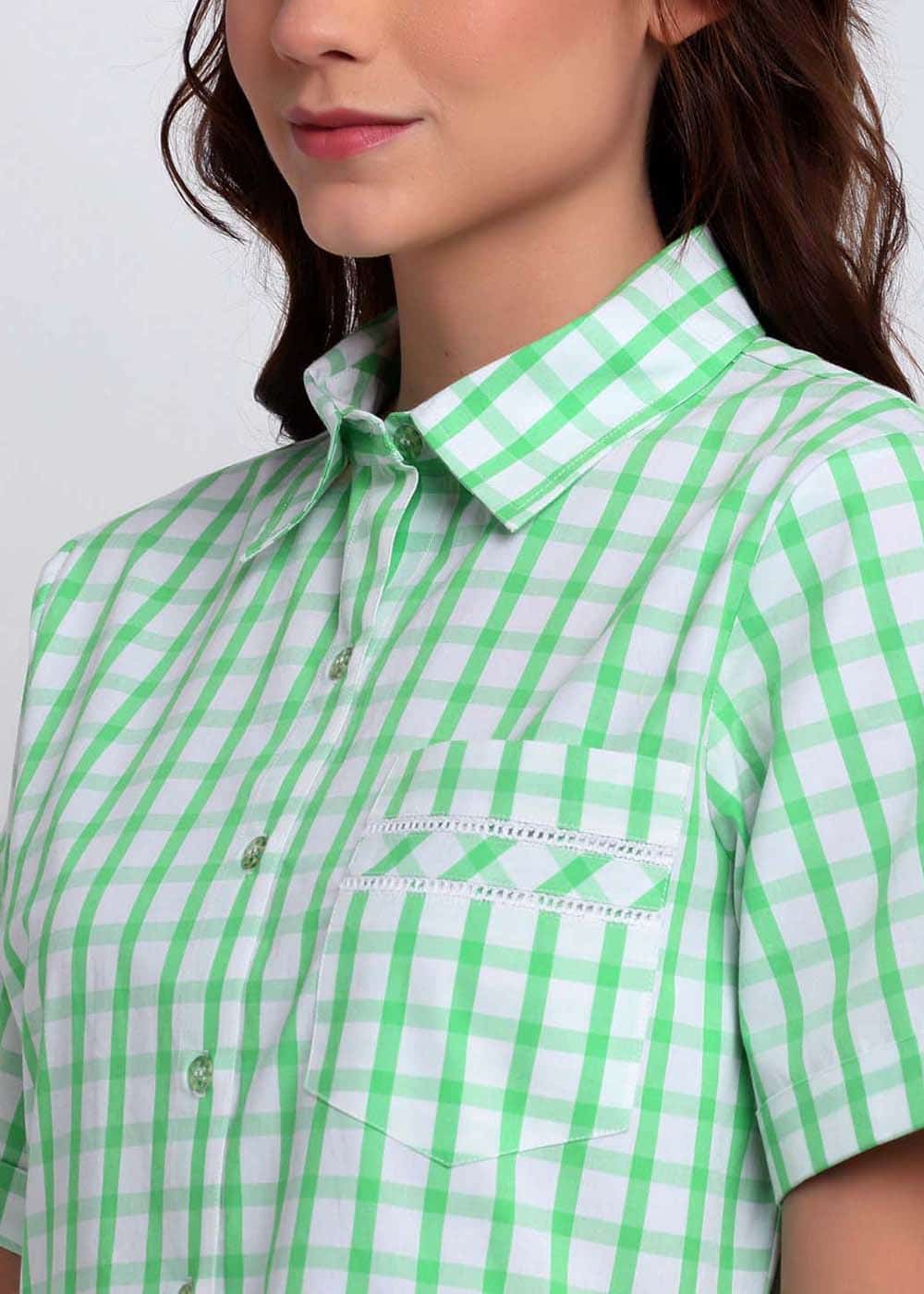 Blanc9 Green and White Checks Night Dress-B9NW21A