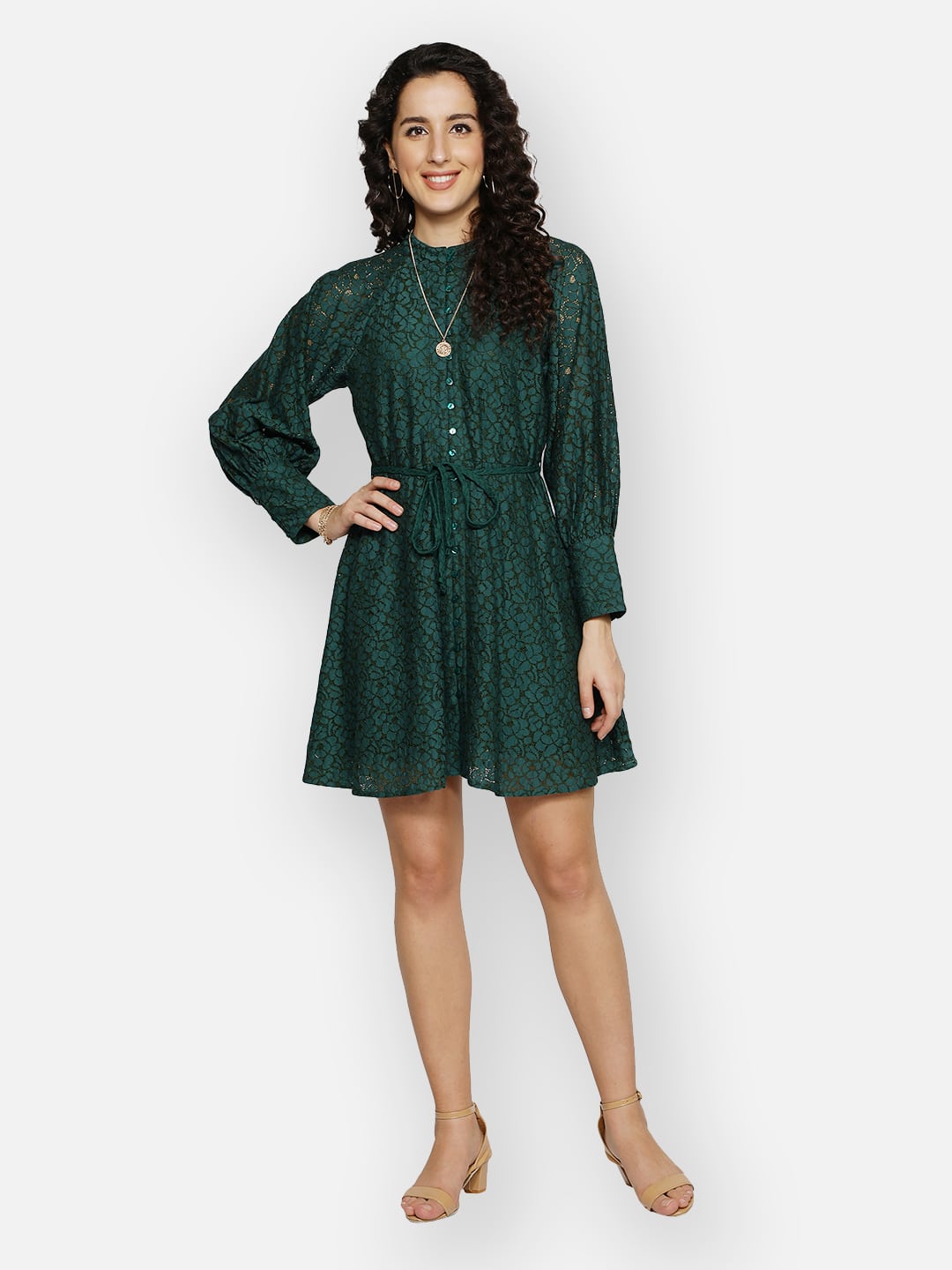 Blanc9 Green Laced Dress