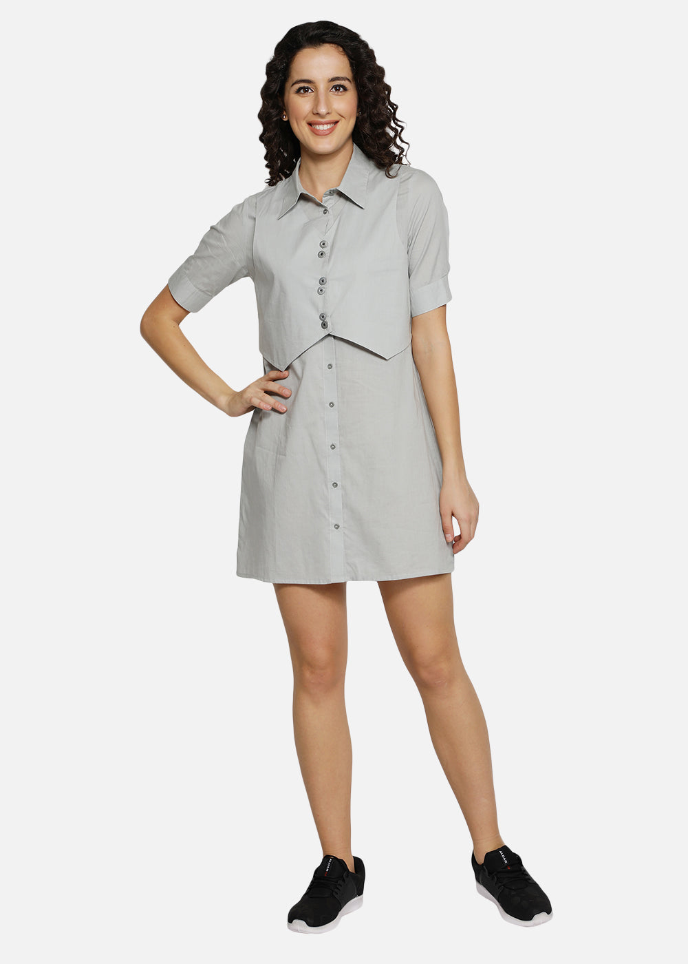 Blanc9 Grey Waistcoat Dress