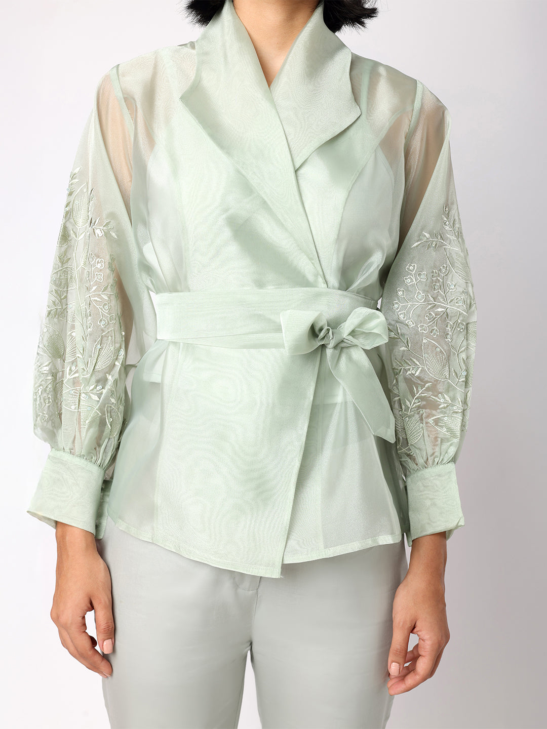 Blanc9GreyishGreenOrganzaShaketCo-ordSet