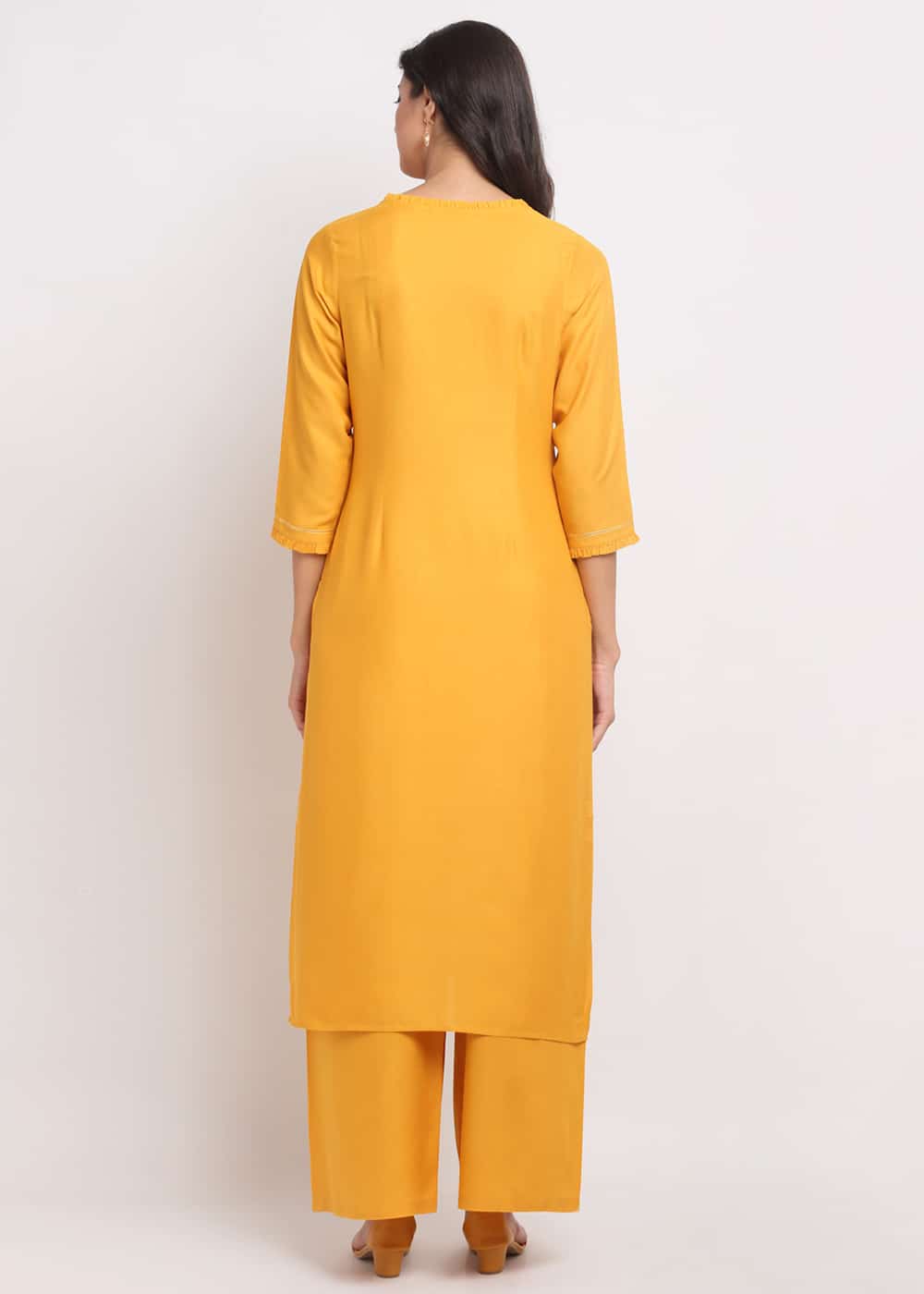 Blanc9 Grid Embroidered Yoke Kurti-B9FV07Y