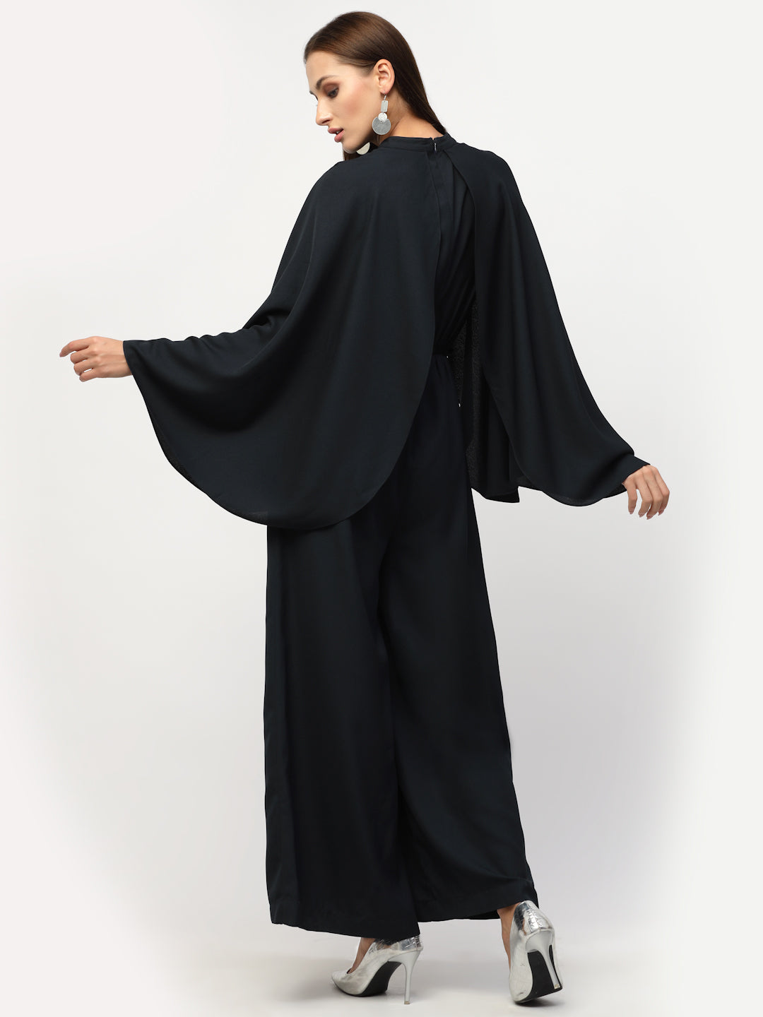 Blanc9 Hand Embroidered Wing Sleeve Blue Jumpsuit-B9DR129