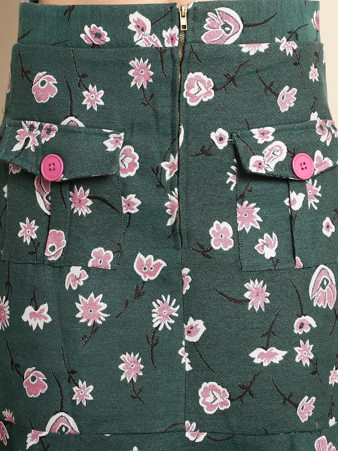 Blanc9 Jacquard Green Floral Jacket With Skirt Co-Ord Set-B9ST04