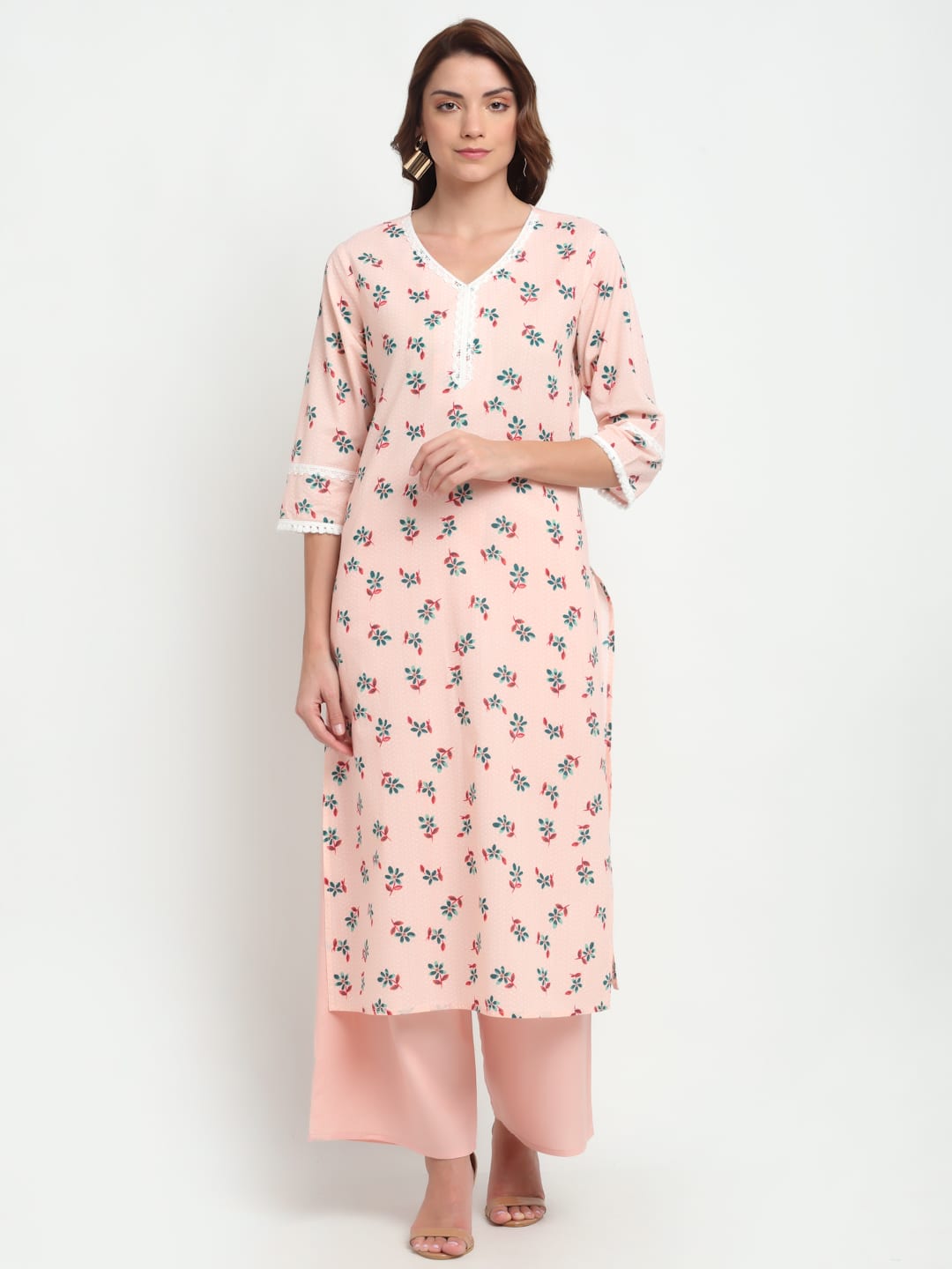 Blanc9 Laced Detail Printed Kurti-B9EW36