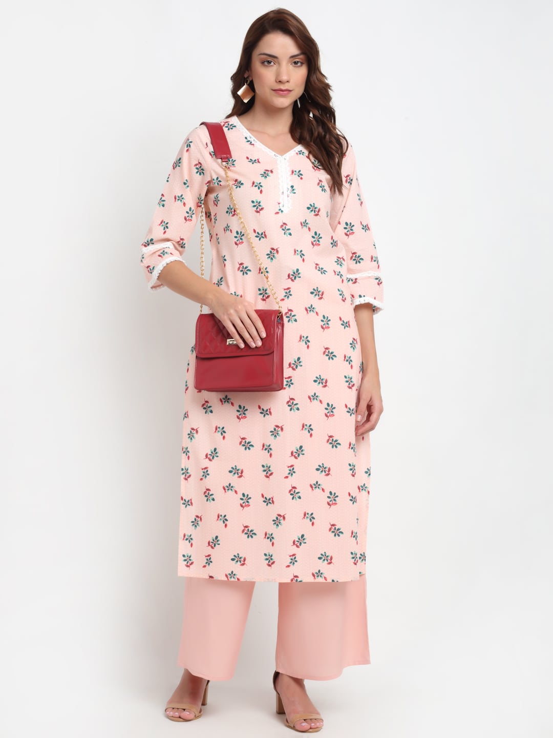Blanc9 Laced Detail Printed Kurti-B9EW36