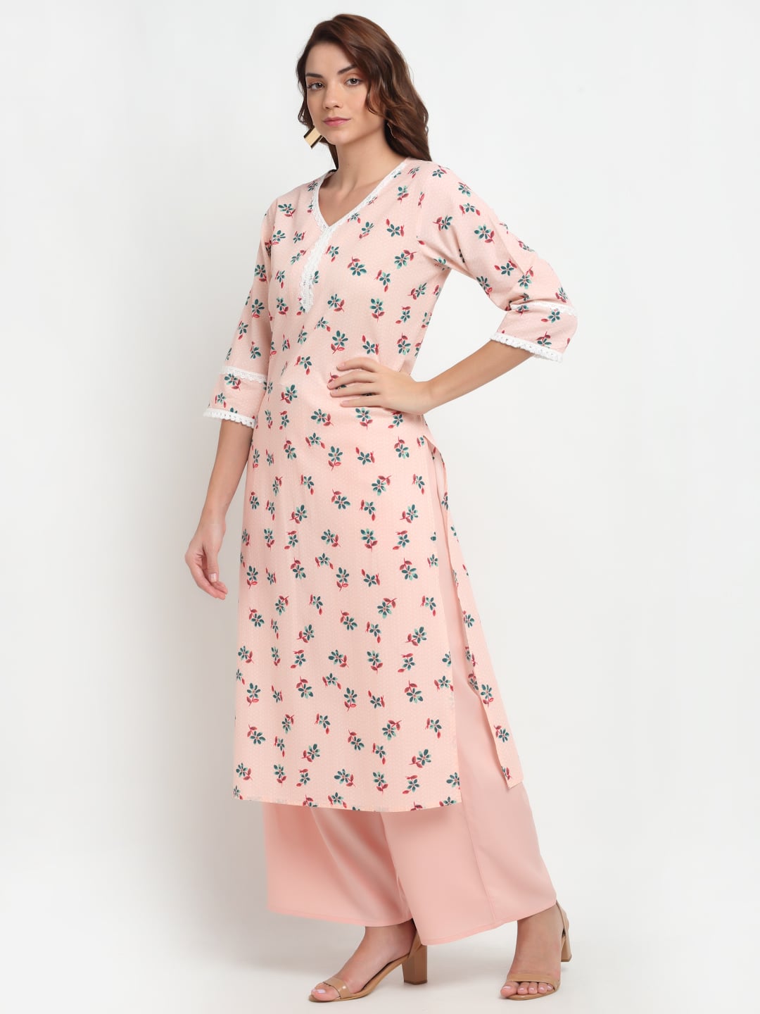 Blanc9 Laced Detail Printed Kurti-B9EW36