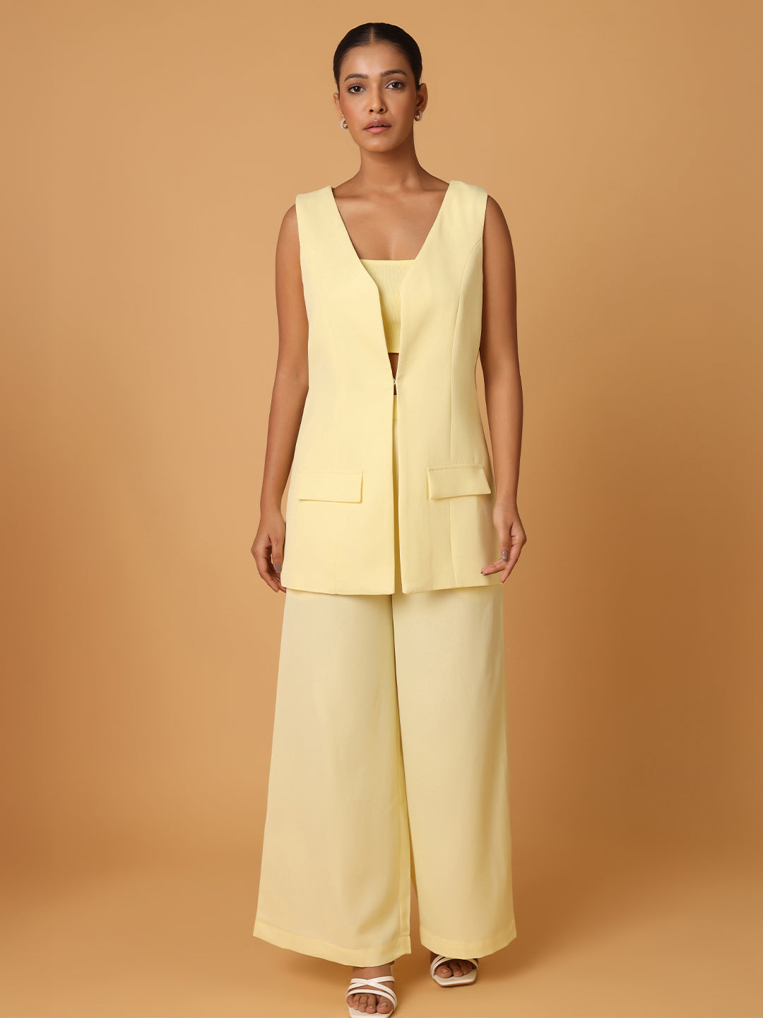 Lemon Yellow 3Pc Set With Rib Cami