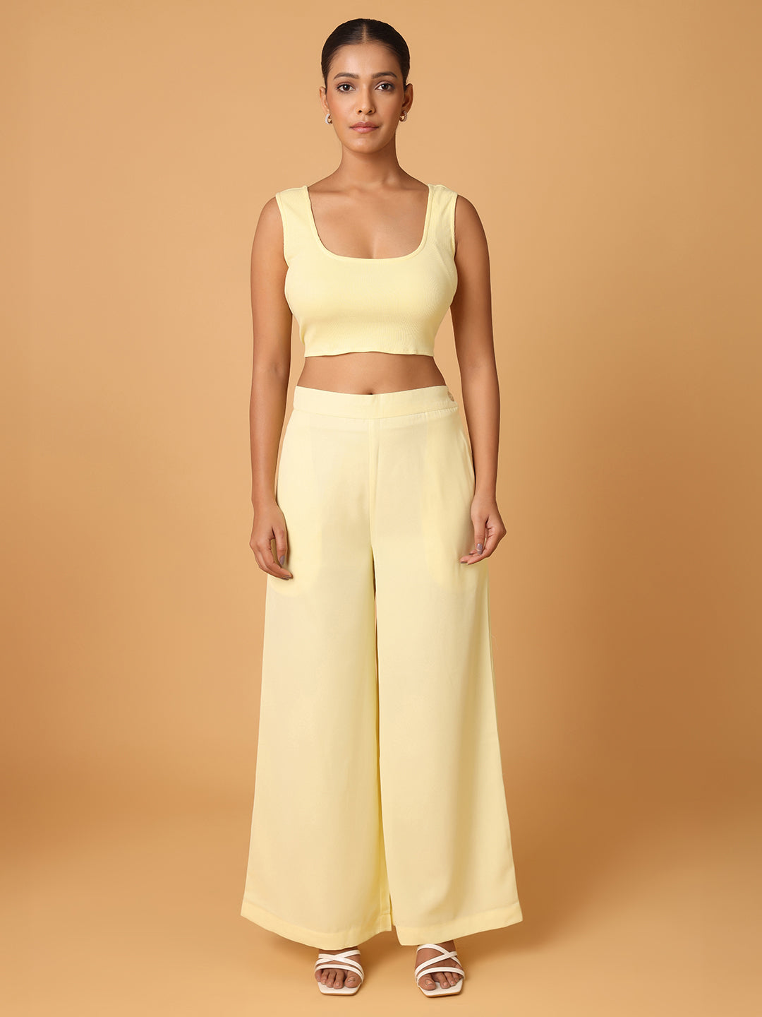 Lemon Yellow 3Pc Set With Rib Cami
