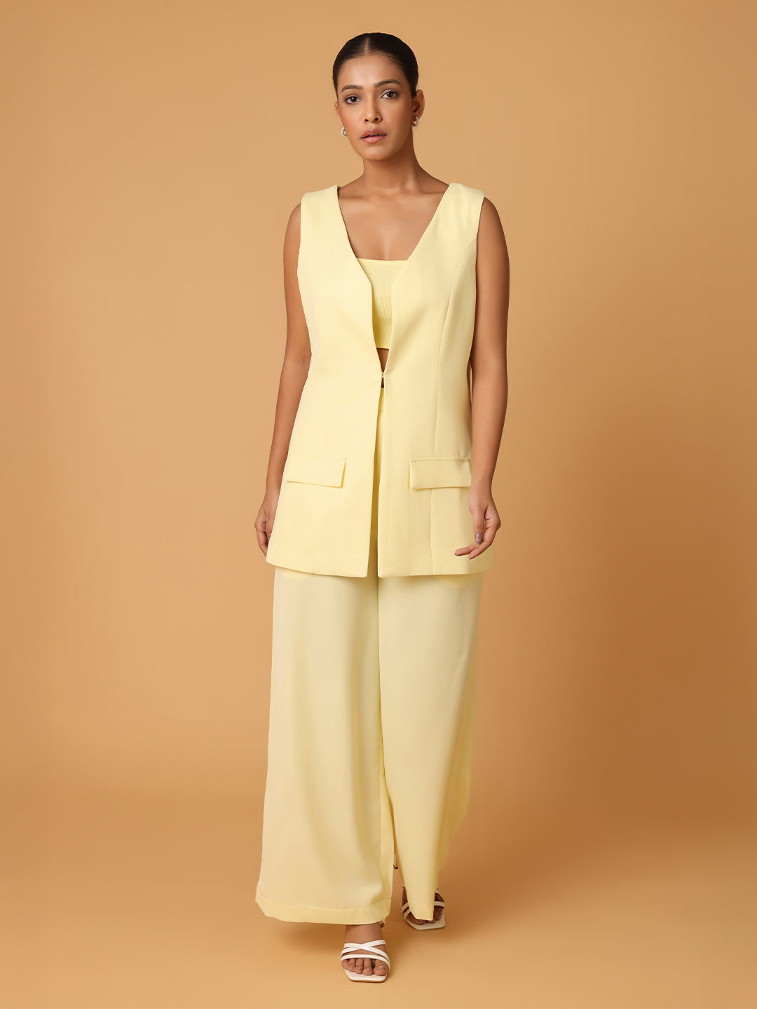 Lemon Yellow 3Pc Set With Rib Cami