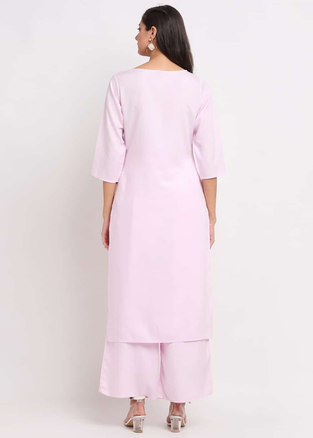 Blanc9 Lilac Neck Embroidery Kurti-B9EW25