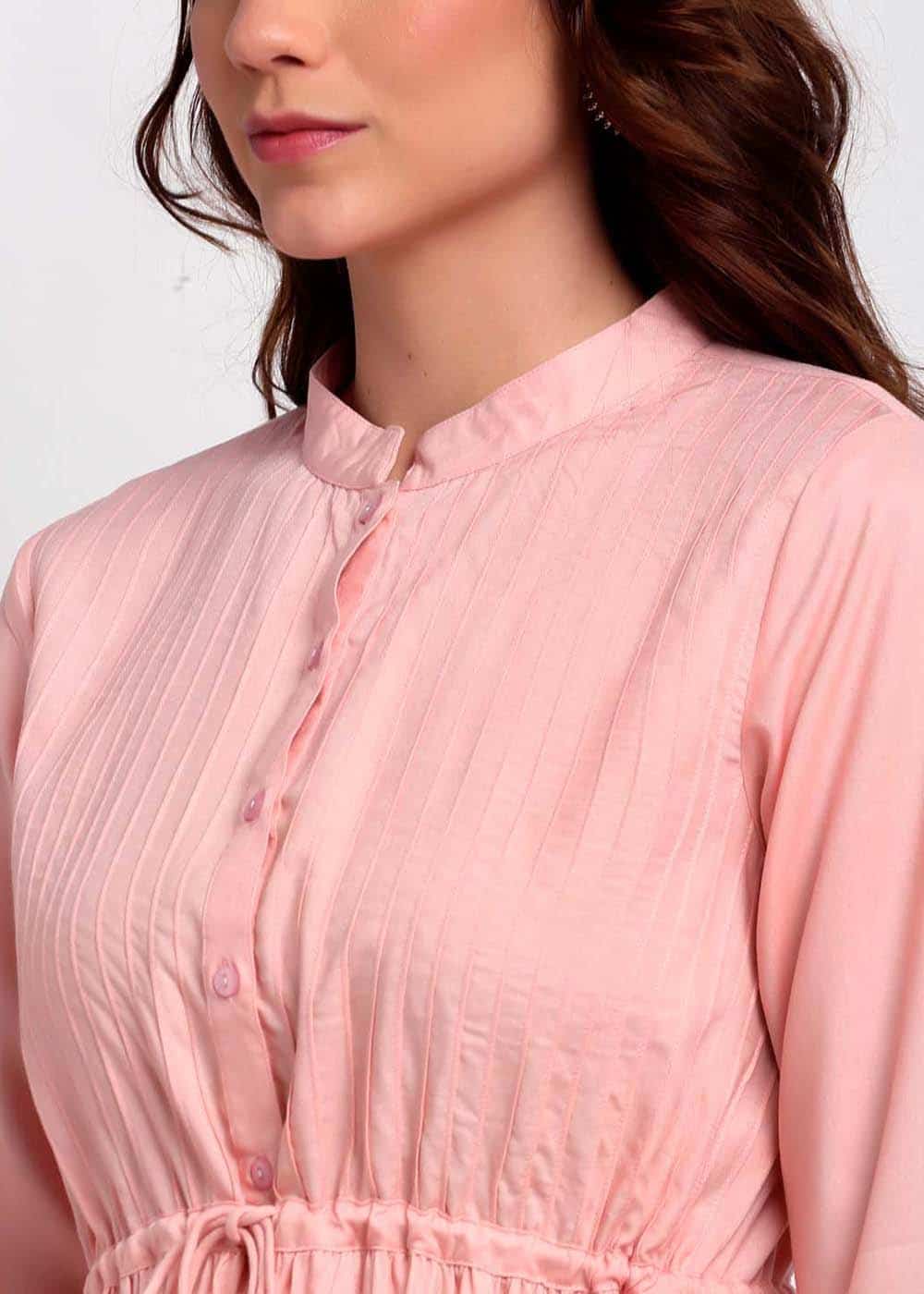 Blanc9 Lurex Detailed Peach Kurti-B9EW43