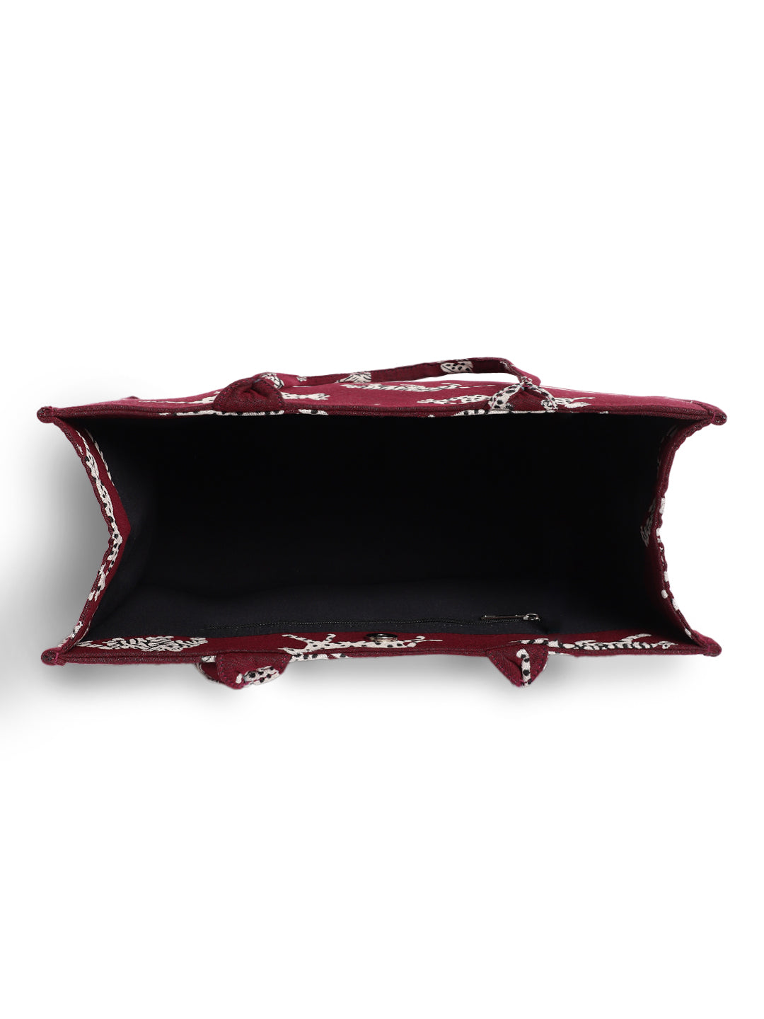 Blanc9 MAROON JACQUARD TIGER PATTERNED HANDBAG-B9HB01M