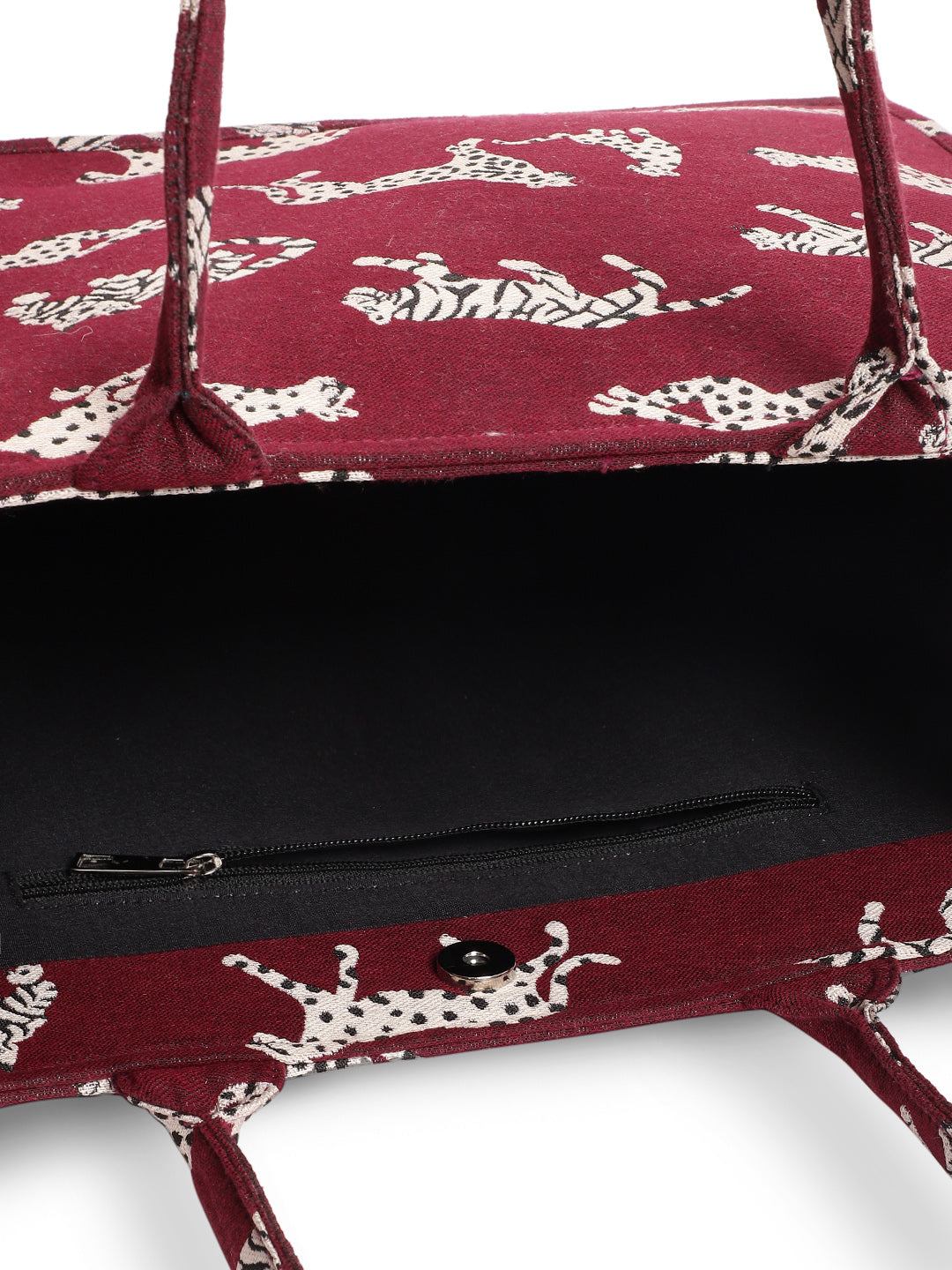 Blanc9 MAROON JACQUARD TIGER PATTERNED HANDBAG-B9HB01M