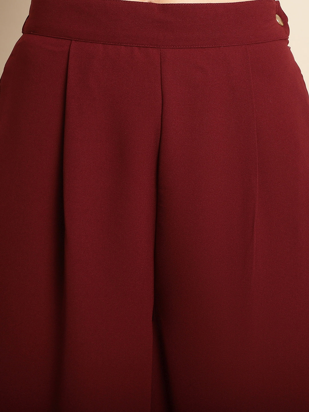 Blanc9 Maroon Cropped Blazer Pants Co-Ord Set-B9ST75