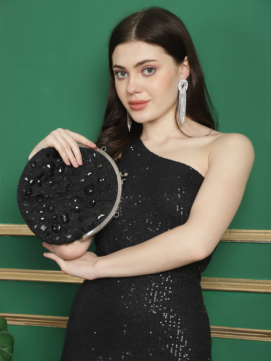 Blanc9One-ShoulderSequinedDressWithCut-OutatWaist