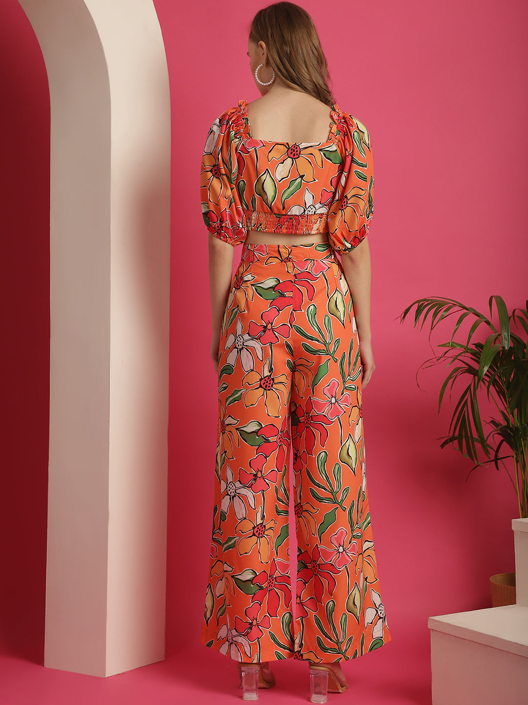 Blanc9 Orange Printed Co-Ord Set-