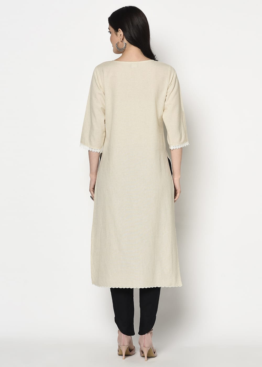 Blanc9 Organic Kurti with Lace Detail-B9EW20